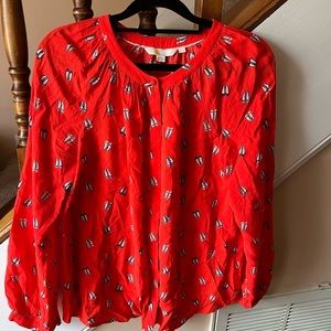 Boden Ballet Flats Print Long Sleeve Button Down Top